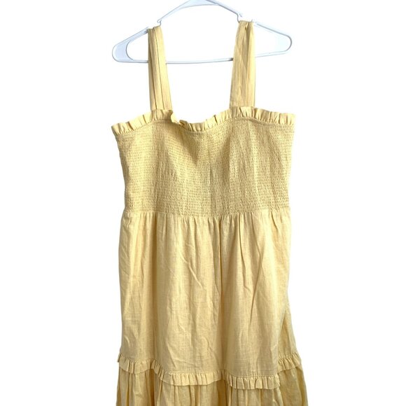 Express Sleeveless Tiered ruffle Smock Maxi Dress L NWT 8072 Linen Vacay Island - Picture 7 of 8